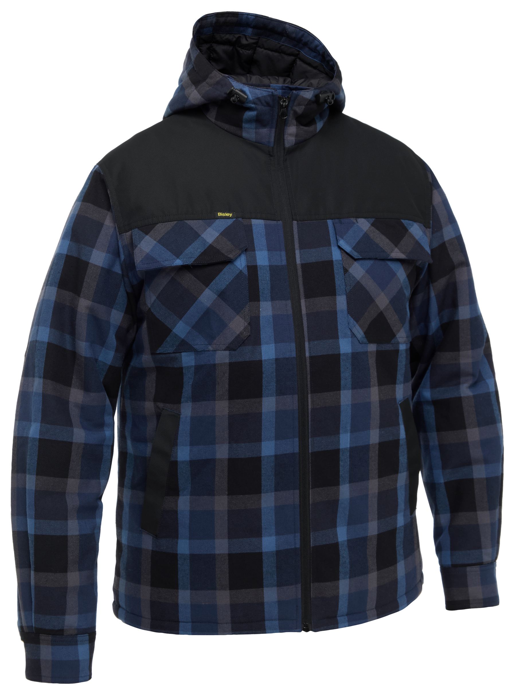 Contrast Check Zip Front Hoodie (BJ6703)