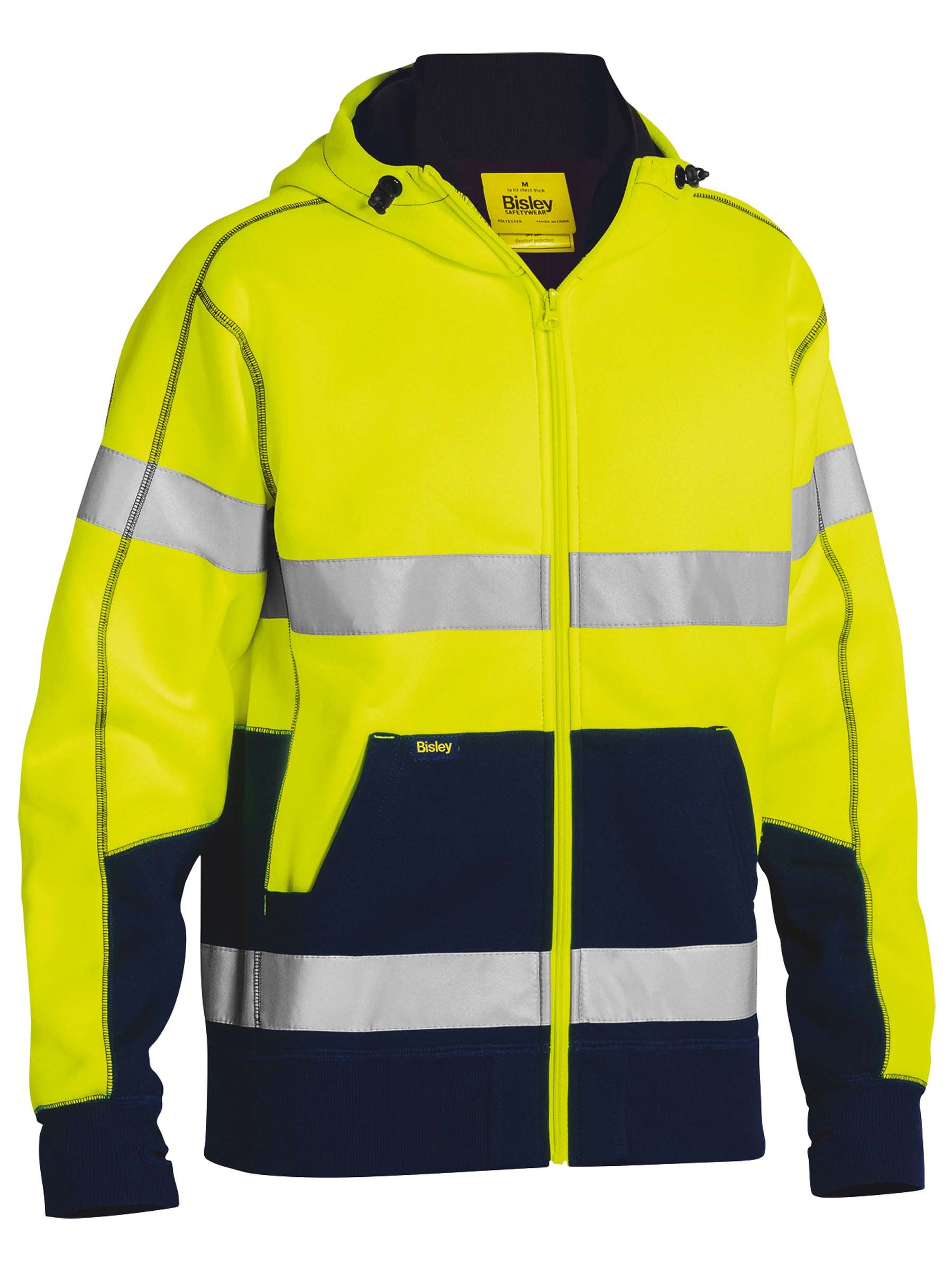 Taped Hi Vis Zip Fleece Hoodie with Sherpa Lining (BK6988T)