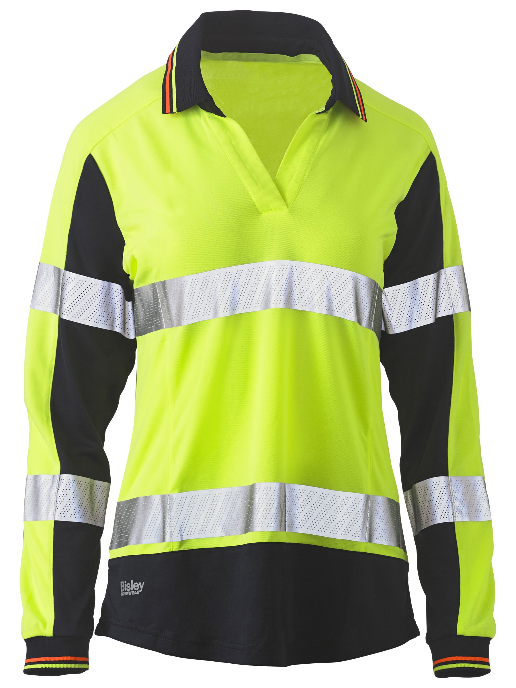 Women's Taped Two Tone Hi Vis V-Neck Polo (BKL6225T)