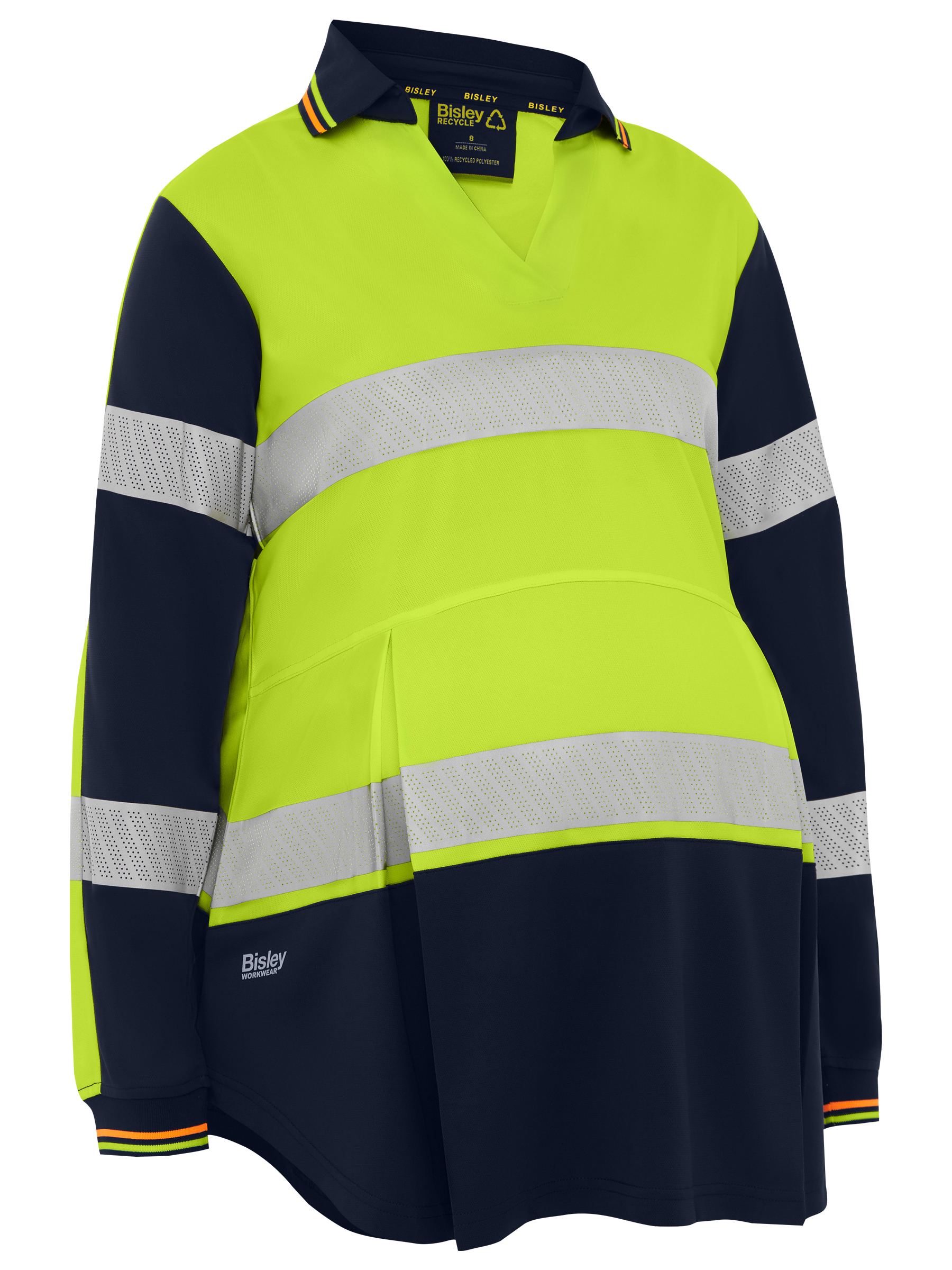 Women's Taped Hi Vis Recycled V-Neck Maternity Polo (BKLM6225T)